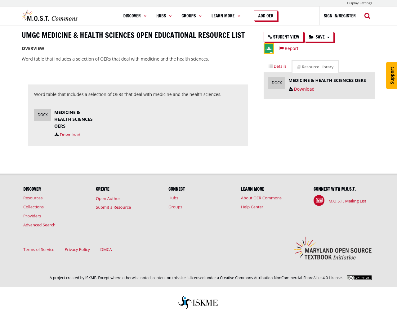 Umgc medicine health sciences open educational resource list